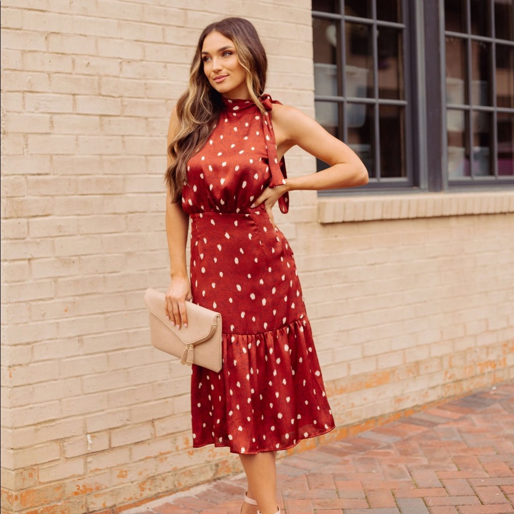 NWOT! Longtime Love Satin MIDI Dress